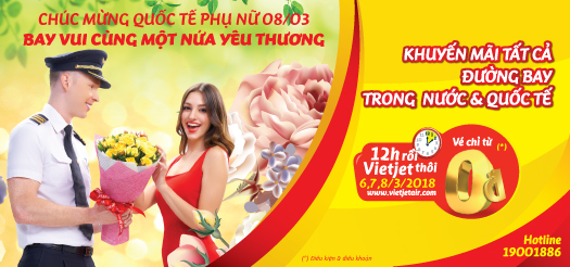 VIETJET KHUYEN MAI 0 DONG MUNG NGAY 8/3