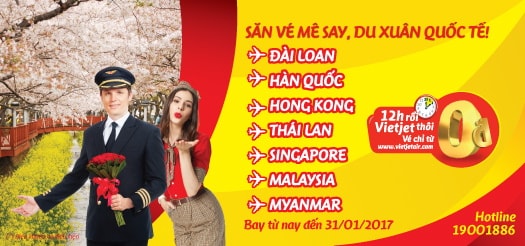 Vietjet Air Ticket Deals 0đ 2017 spring travel